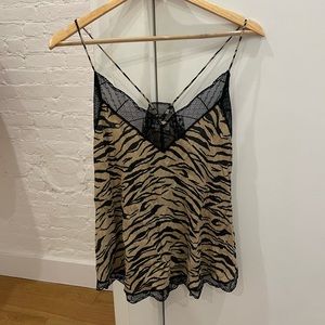 Christy Tiger Print Contrast Lace Camisole